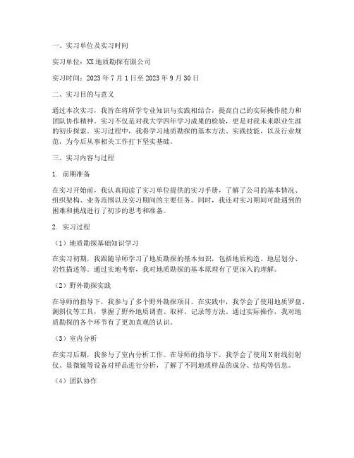 地大毕业实习报告