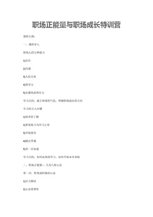 职场正能量与职场成长特训营