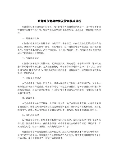 吐鲁番市葡萄种植及管理模式分析