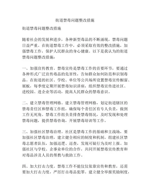 街道禁毒问题整改措施