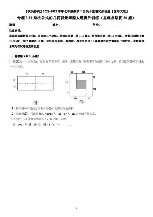 乘法公式的几何背景问题(学生版)