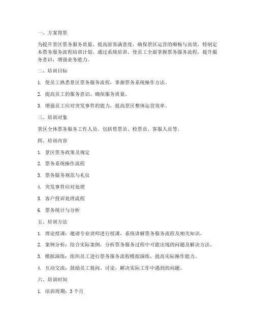 景区票务服务流程培训计划方案