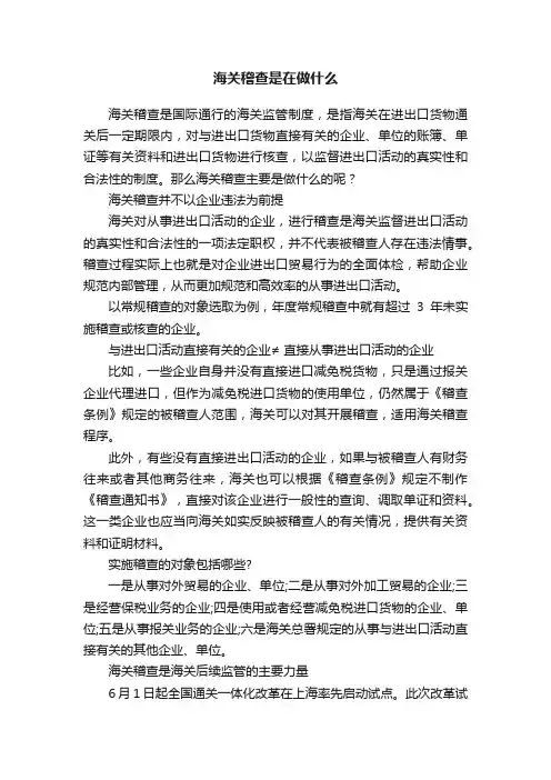 海关稽查是在做什么