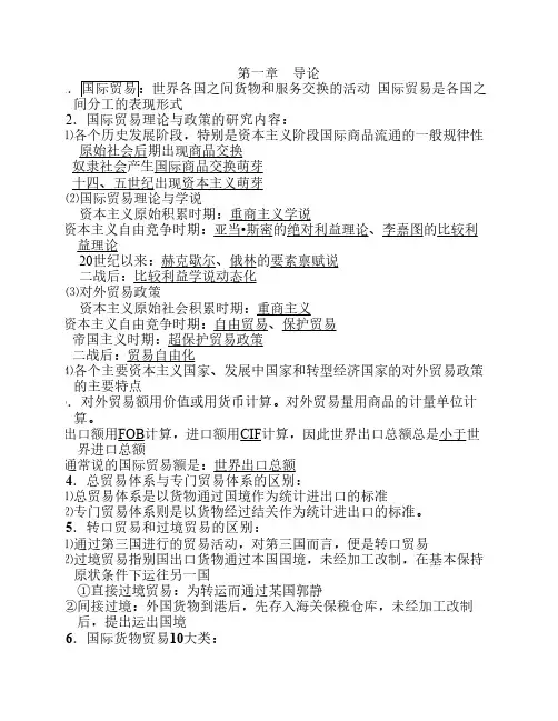 国际贸易理论与实务复习笔记,经典版