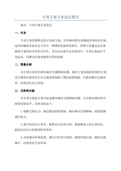 专项方案专家论证报告