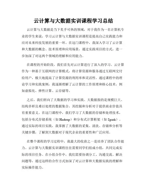云计算与大数据实训课程学习总结