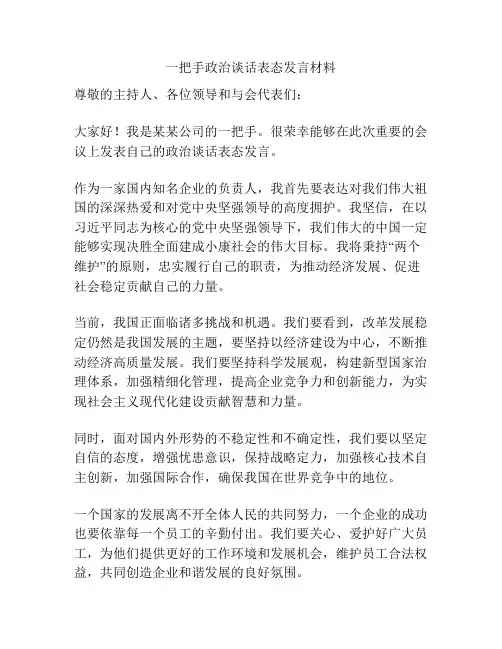 一把手政治谈话表态发言材料