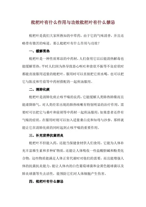 枇杷叶有什么作用与功效 枇杷叶有什么禁忌