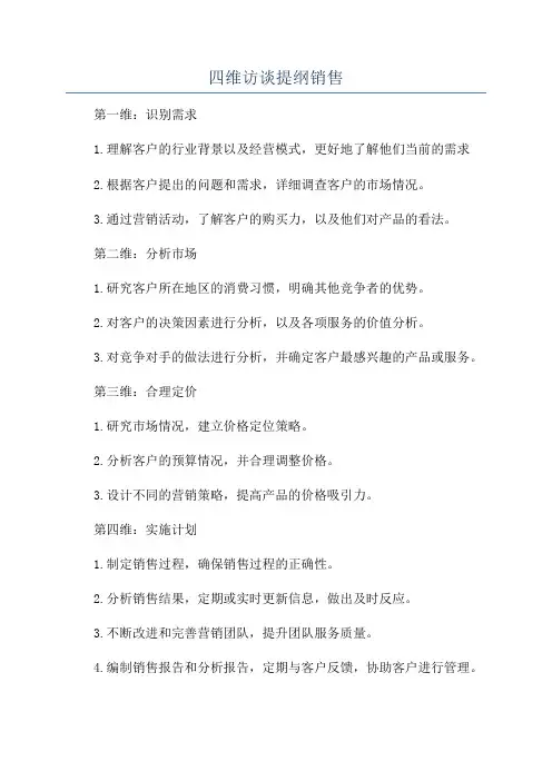 四维访谈提纲销售