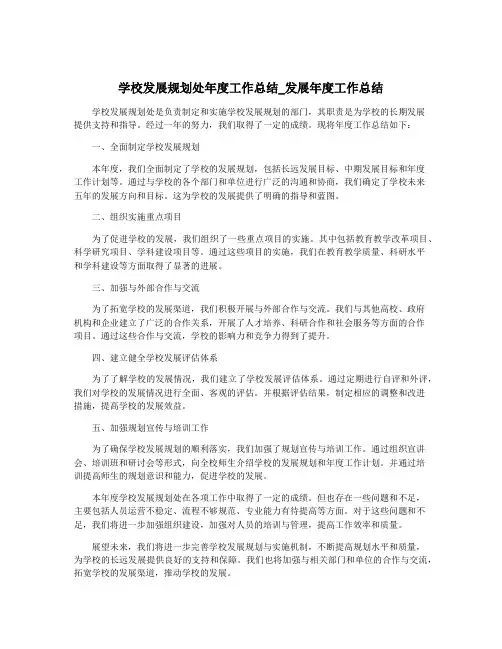 学校发展规划处年度工作总结_发展年度工作总结