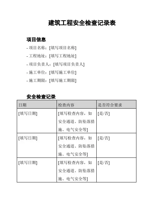 建筑工程安全检查记录表