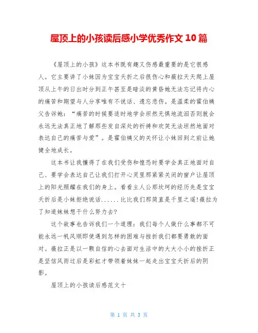 屋顶上的小孩读后感小学优秀作文10篇
