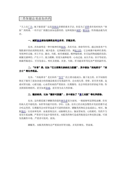 三类保健品易添加西药