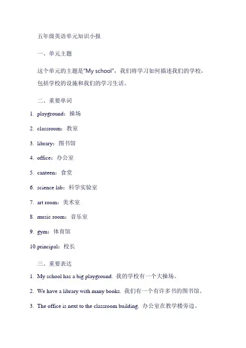 五年级英语单元知识小报