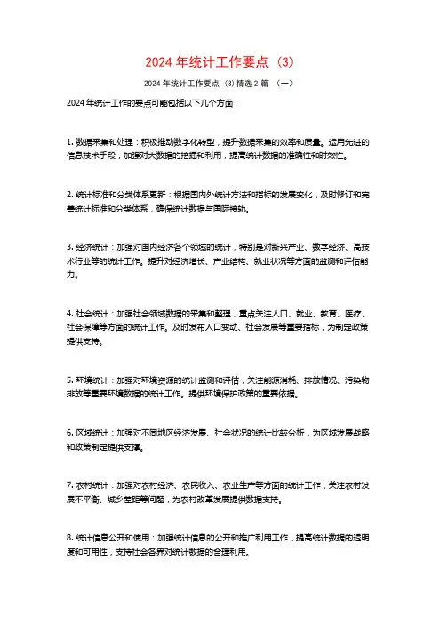 2024年统计工作要点2篇