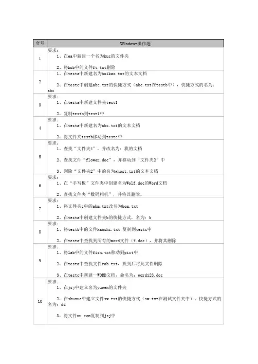 2014石家庄信息技术中考windows题