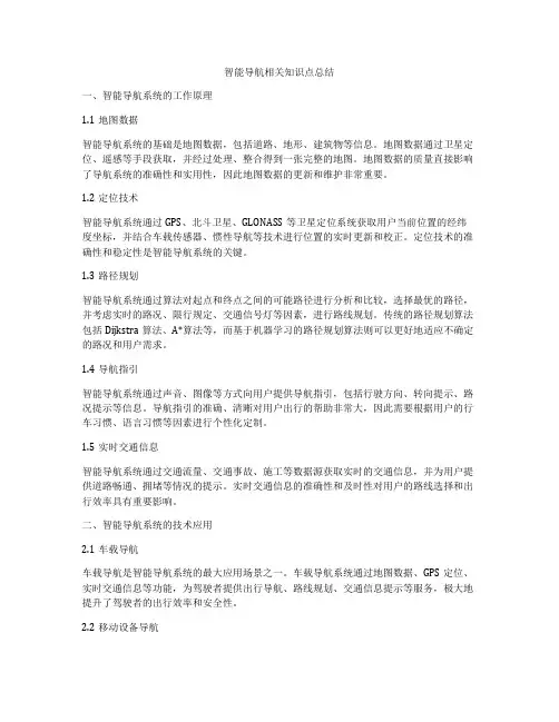 智能导航相关知识点总结