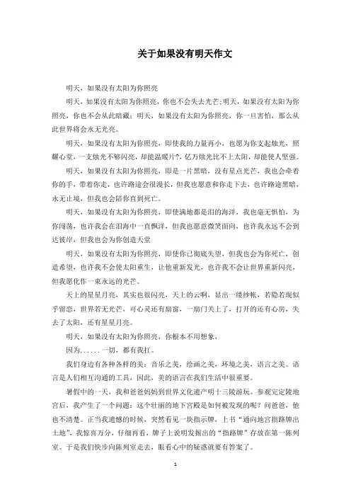 如果没有明天作文范文精选