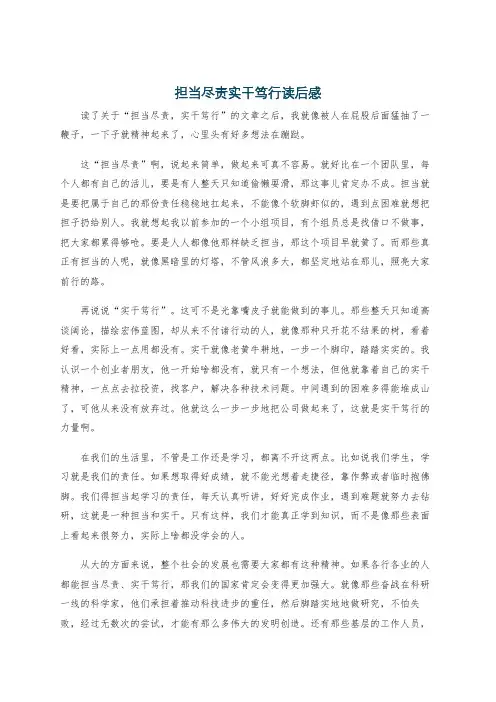 担当尽责实干笃行读后感