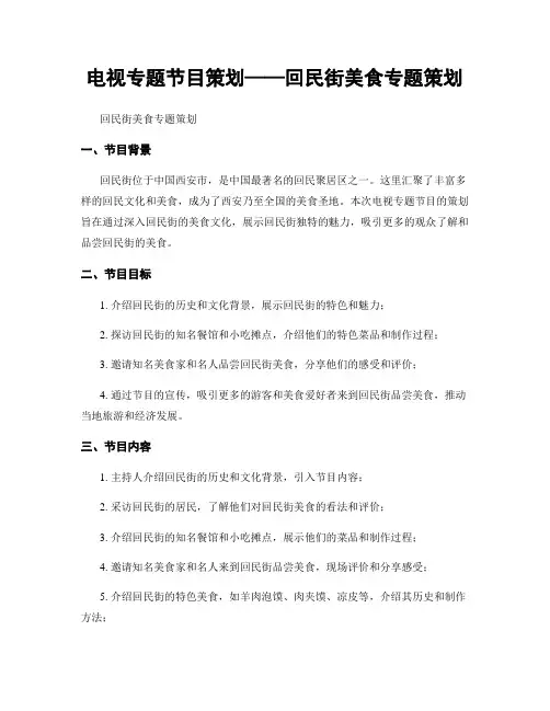 电视专题节目策划——回民街美食专题策划
