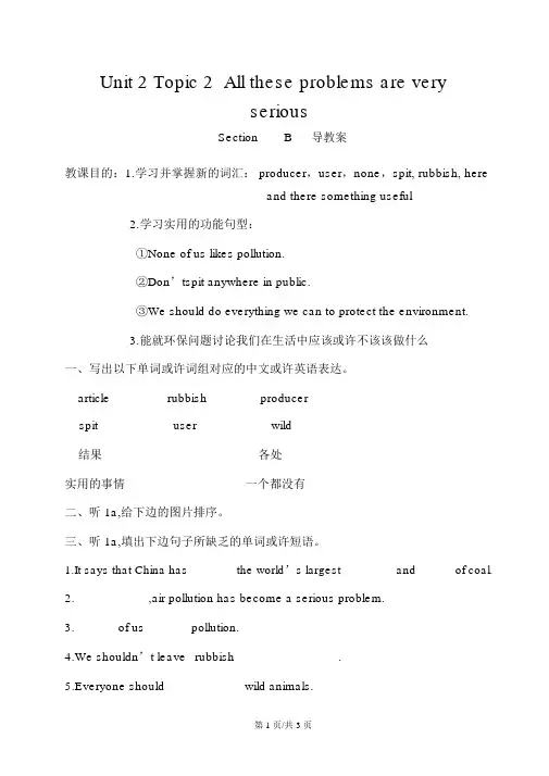 仁爱英语九年级上册Unit2Topic2SectionB导学案
