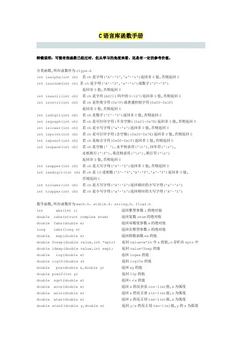 C语言库函数手册