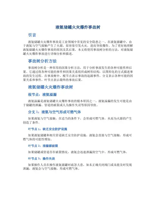 液氨储罐火灾爆炸事故树