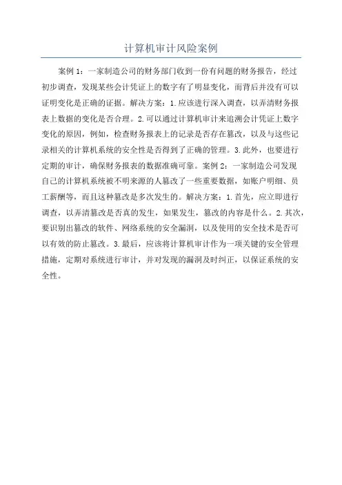 计算机审计风险案例