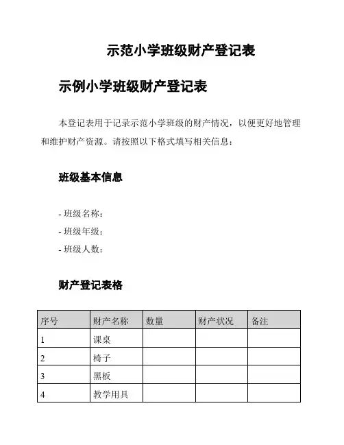 示范小学班级财产登记表