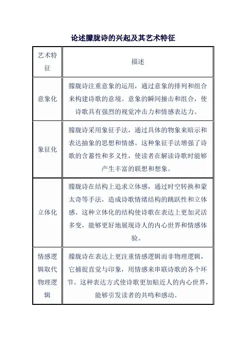试论述朦胧诗的兴起及其艺术特征