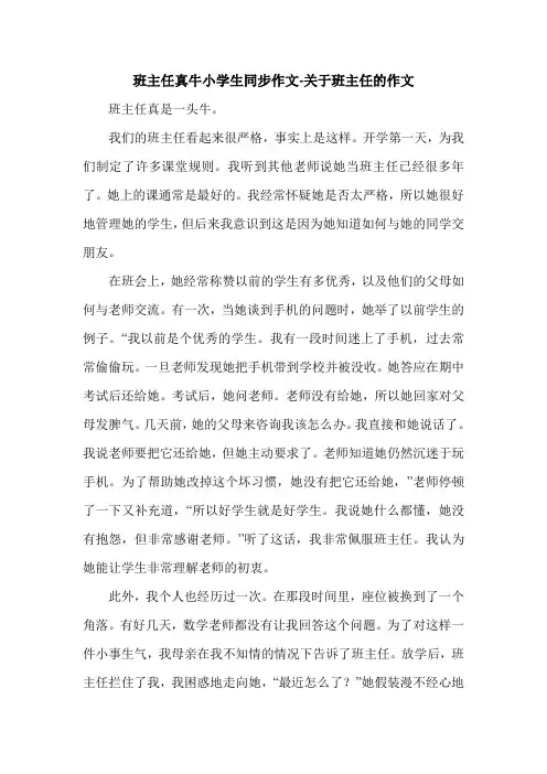 班主任真牛小学生同步作文-关于班主任的作文.doc