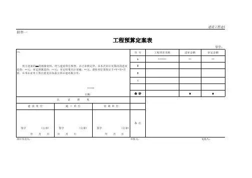 工程定案表模板