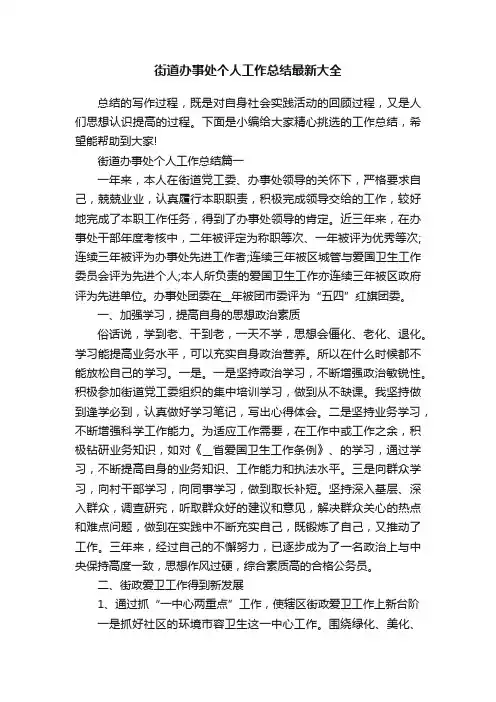 街道办事处个人工作总结最新大全