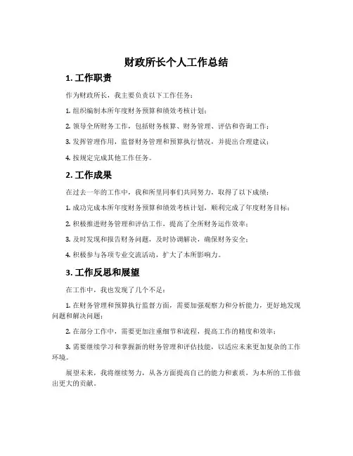 财政所长个人工作总结