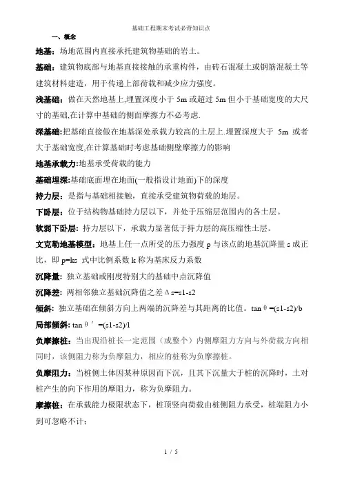 基础工程期末考试必背知识点