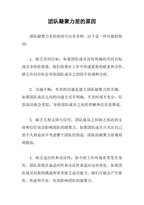 团队凝聚力差的原因