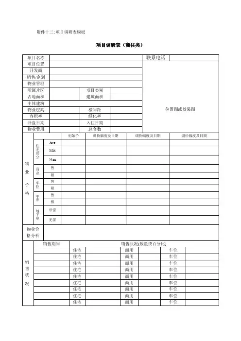 房地产项目调研表(商住类)-模板