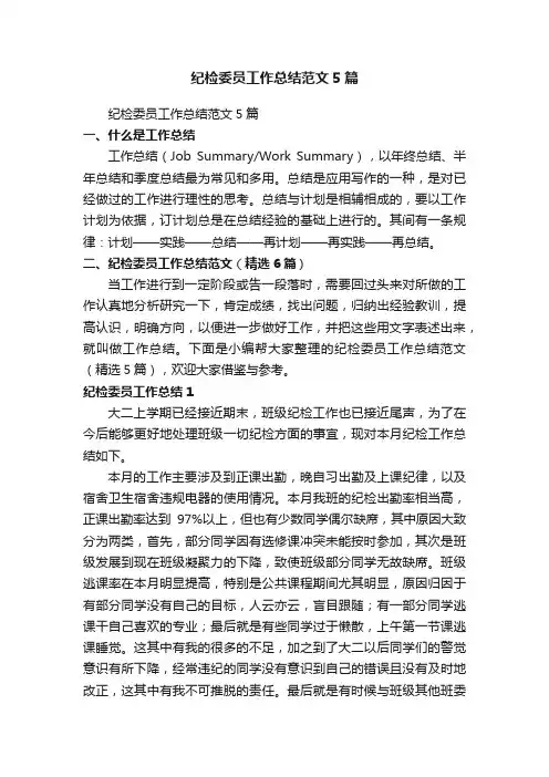纪检委员工作总结范文（精选5篇）