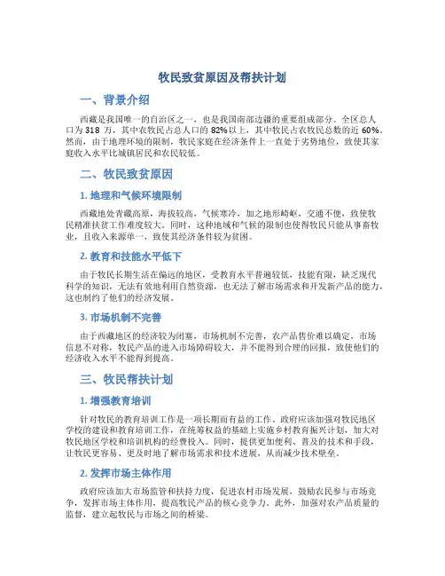 牧民致贫原因及帮扶计划