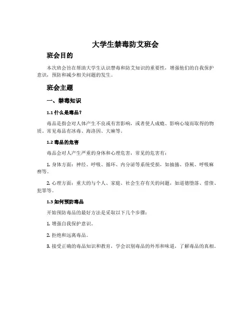 大学生禁毒防艾班会