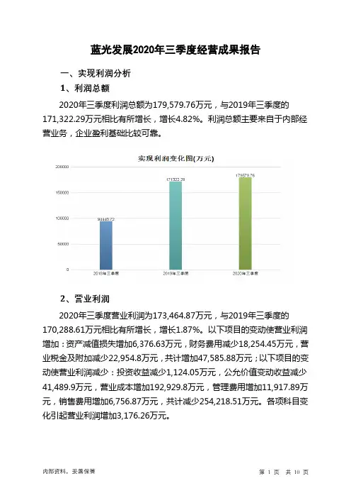 蓝光发展2020年三季度经营成果报告