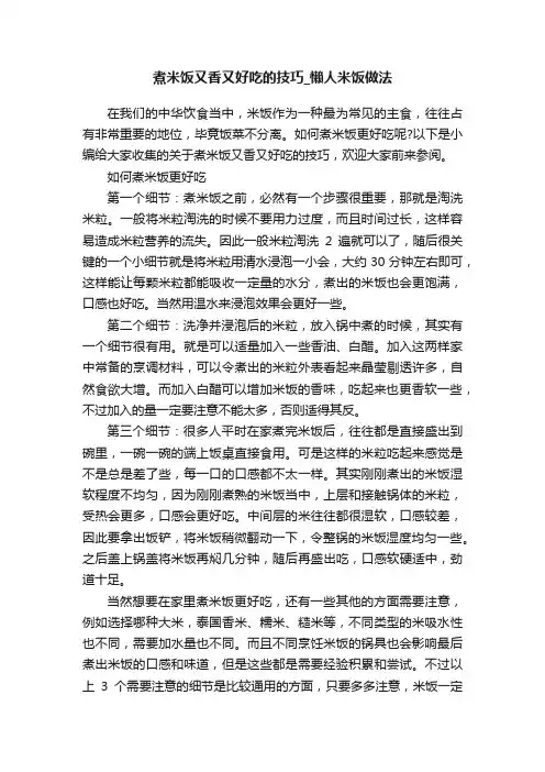 煮米饭又香又好吃的技巧_懒人米饭做法