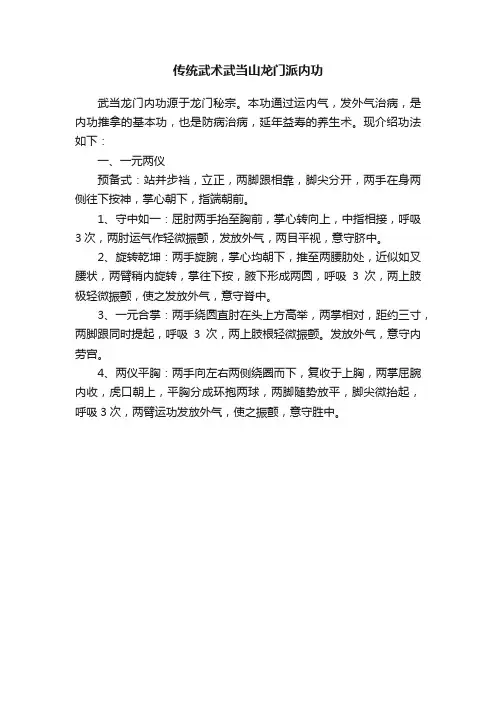 传统武术武当山龙门派内功