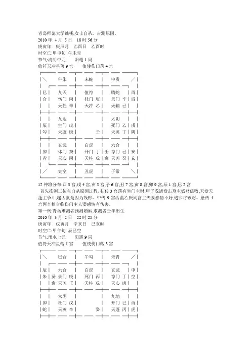 高俊波奇门遁甲讲义卦例