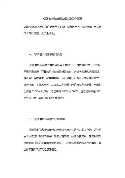 QZB潜水轴流泵介绍以及工作原理