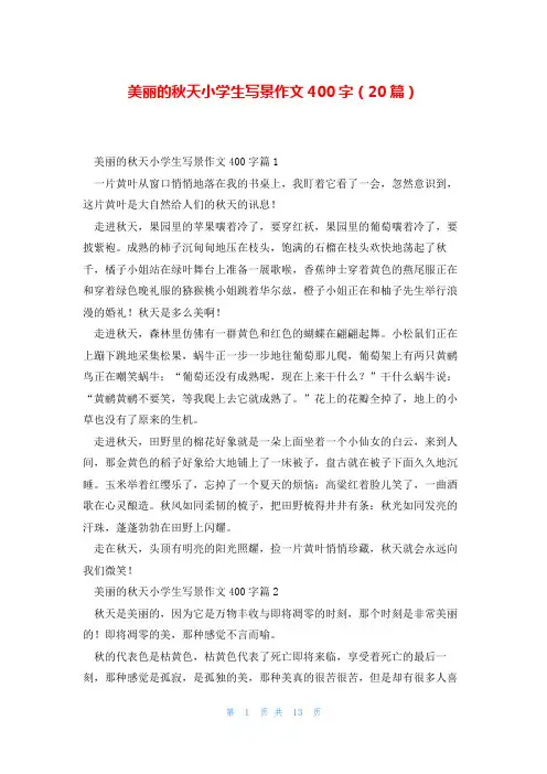 美丽的秋天小学生写景作文400字(20篇)