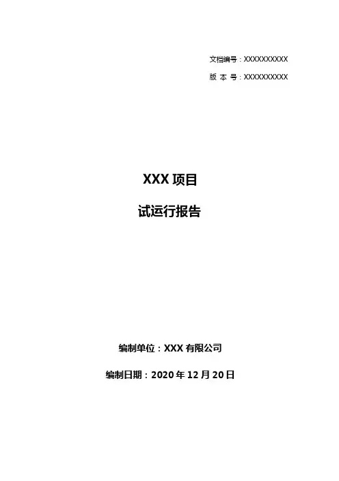 试运行报告模板