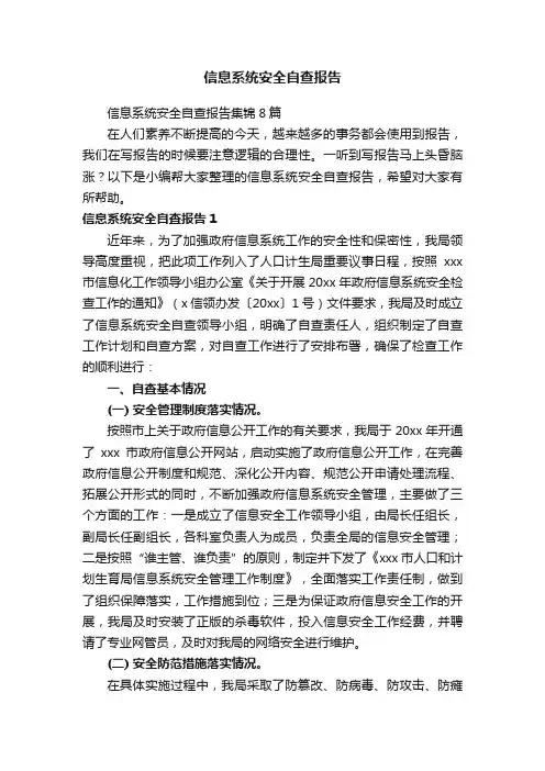 信息系统安全自查报告