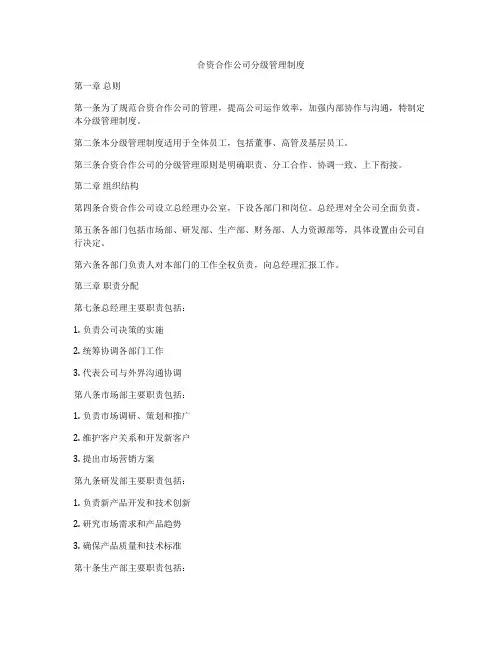 合资合作公司分级管理制度