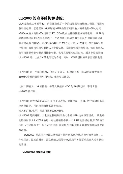 ULN2003的内部结构和功能